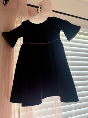 Girls Black Fit-and-Flare Dress with Contrast Trim
